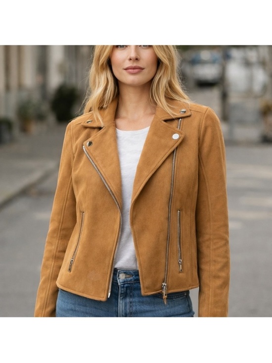 Abercrombie & Fitch Jackets & Blazers - Abercrombie & Fitch Faux Leather Moto Jacket Camel Brown, Size Small